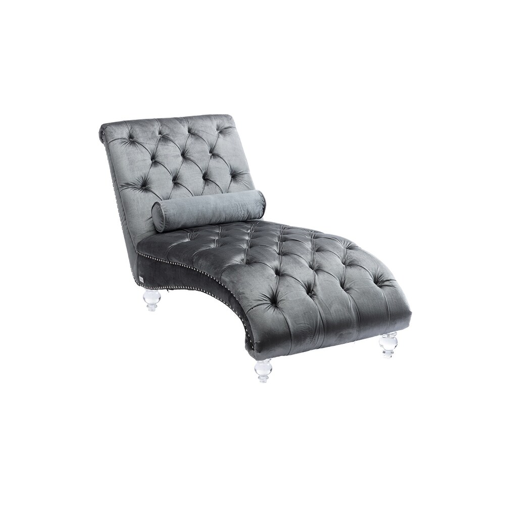 Acrylic Foot Tufted Lounge Chair Chesterfield Lounge Button Tufted Chaise