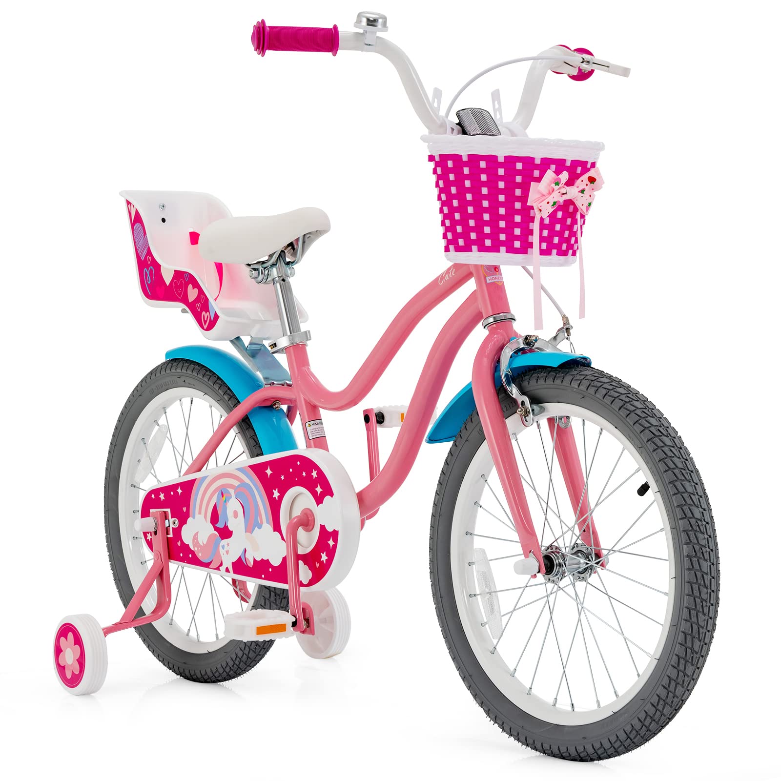 Costzon Kids Bike 18 Inch w/Removable Training Wheels, Adjustable Seat, Steel Frame, Kids Bicycle