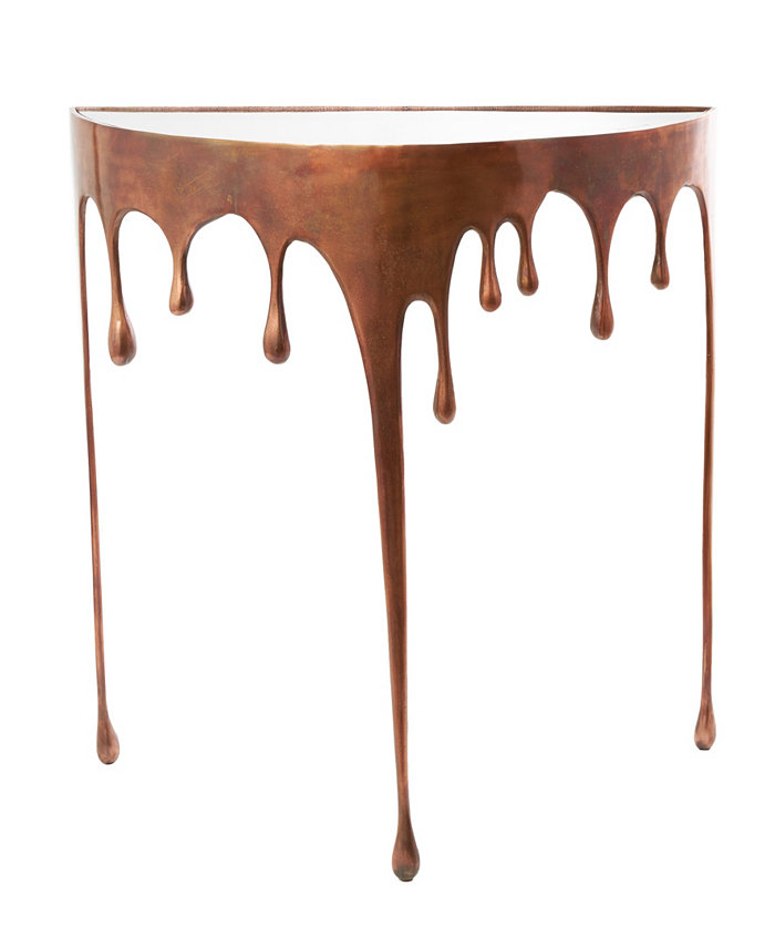 Rosemary Lane Aluminum Drip Console Table with Melting Designed Legs and Shaded Glass Top 36 x 14 x 32