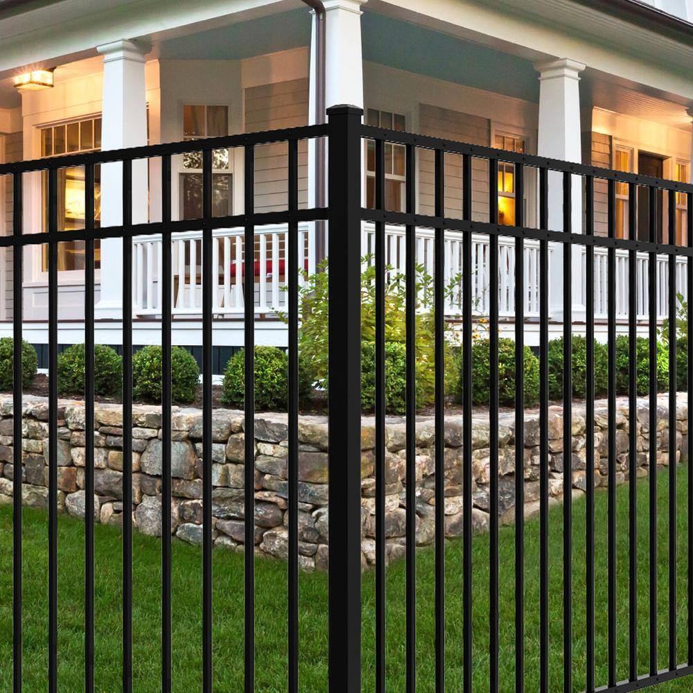 FORGERIGHT Vinings 2 in. x 2 in. x 6 ft. Black Aluminum Fence EndGate Post with Flat Cap 862293