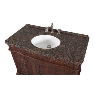 Benton Collection Beckham 42 in. W x 22 in D. x 35 in. H Bath Vanity in Dark Brown With White porcelain Sink and Baltic Brown Granite Top SW-3882SB-TK-42