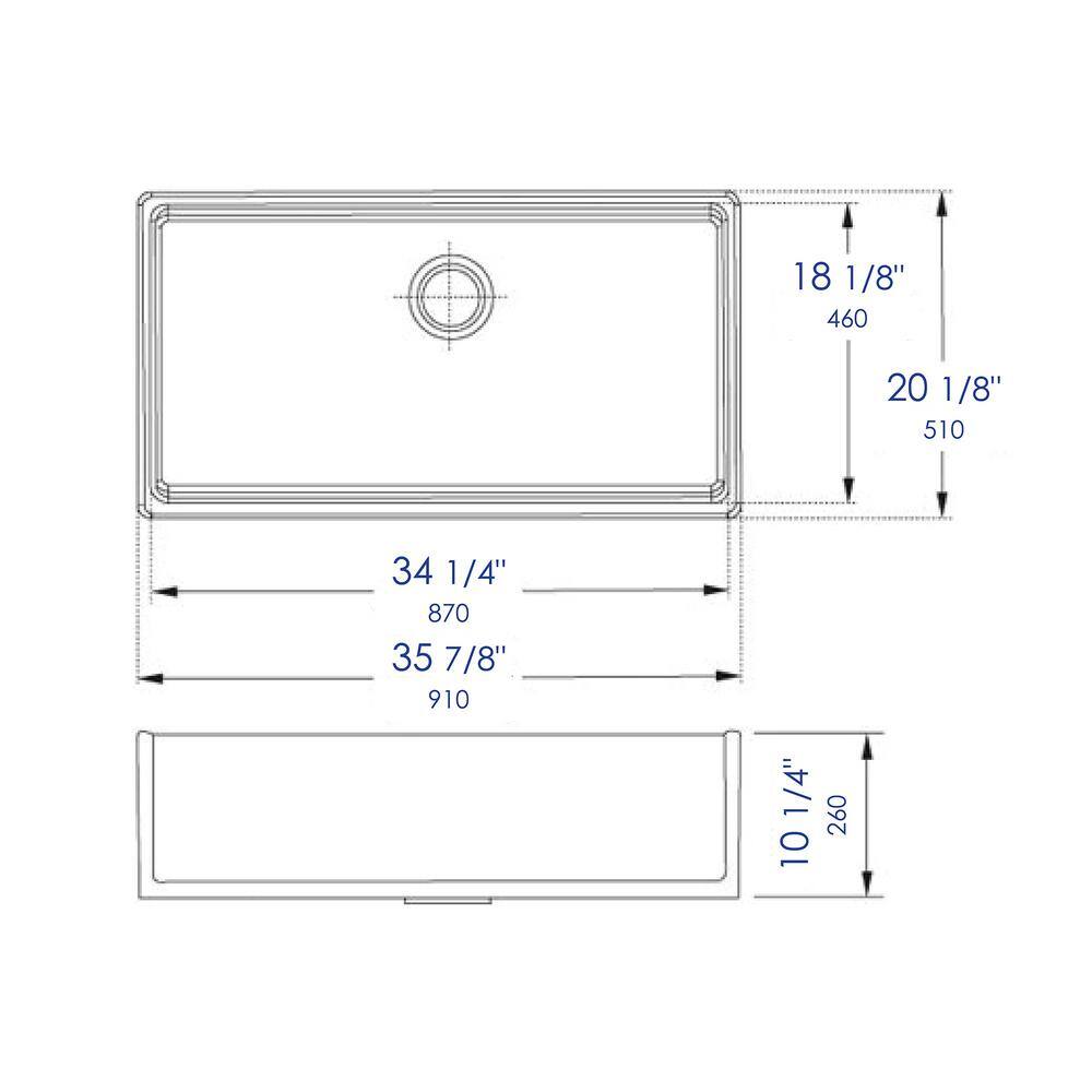 ALFI BRAND Farmhouse Fireclay 35.88 in. Single Bowl Kitchen Sink in White AB536-W