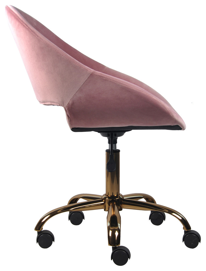 Velvet Upholstered Pink Makeup Vanity Chairs With Golden Chrome Base   Contemporary   Vanity Stools And Benches   by specialty imports  Houzz