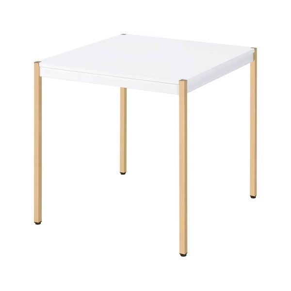 ACME Otrac Square End Table in White and Gold