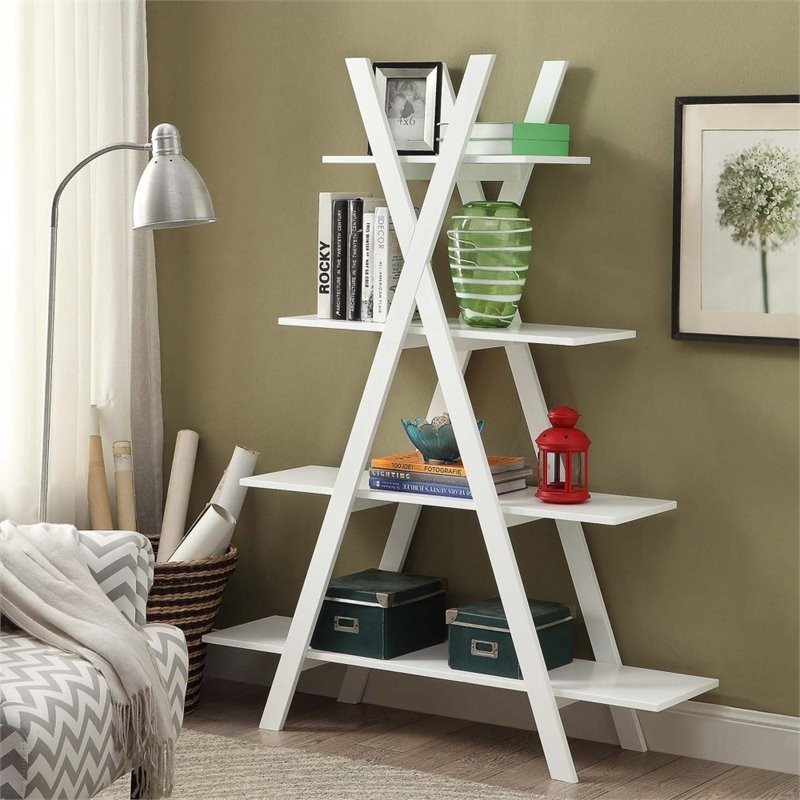 Pemberly Row 4 Shelf Bookcase in White   Transitional   Bookcases   by Homesquare  Houzz