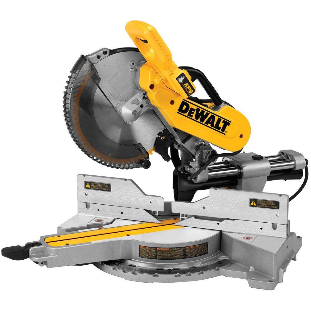 DW 15 Amp Corded 12 in. Double Bevel Sliding Compound Miter Saw with XPS technology Blade Wrench and Material Clamp DWS780