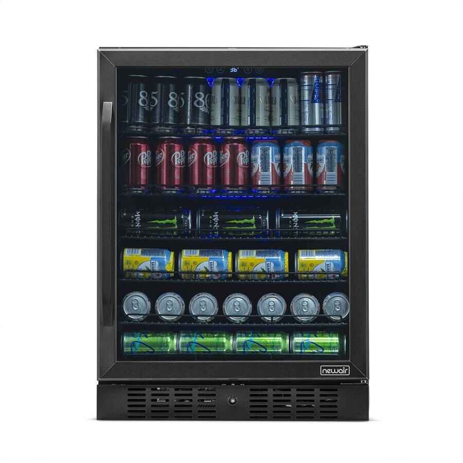 NewAir 177 Can Built In Refrigerator Beverage Cooler Under Counter Fridge   Black Stainless Steel