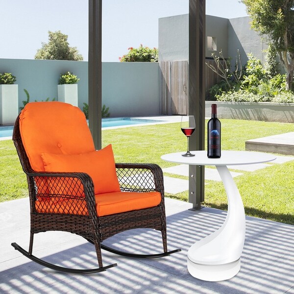 Outdoor Wicker Rocking Chair with Cushion