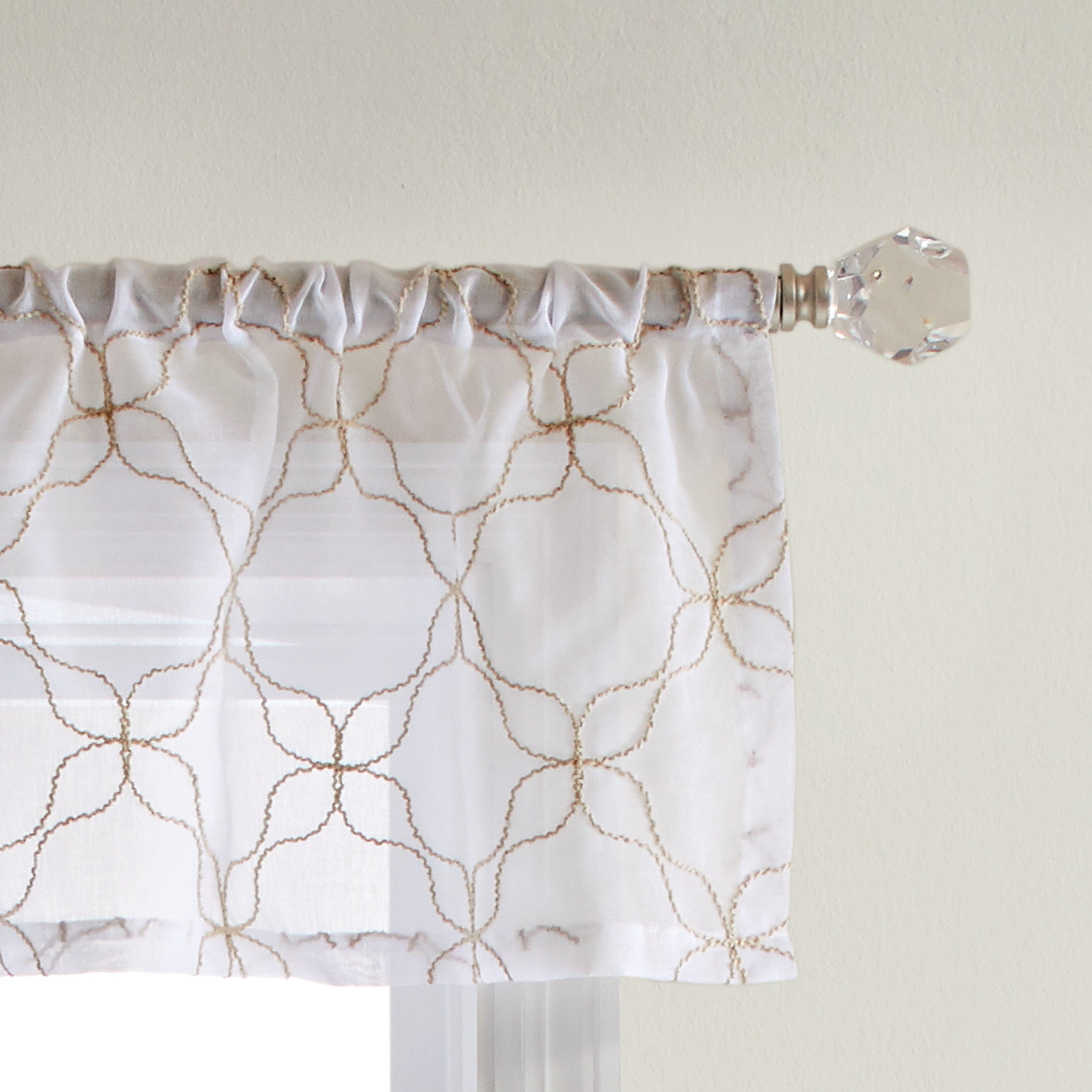 Better Homes & Gardens 3 Piece Sheer Quatrefoil Window Valance and Tier Set, Khaki, 36 x 60