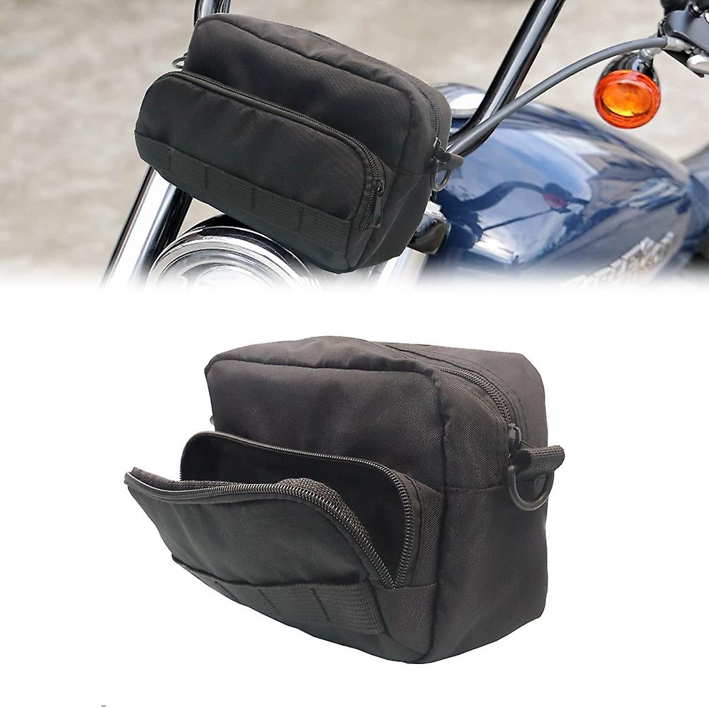 Motorcycle Handlebar Bag Crossbody Sling Bag Motorcycle Fork Tool Bag Oxford Cloth Black Universal For Motorbike Front Forks Handlebar