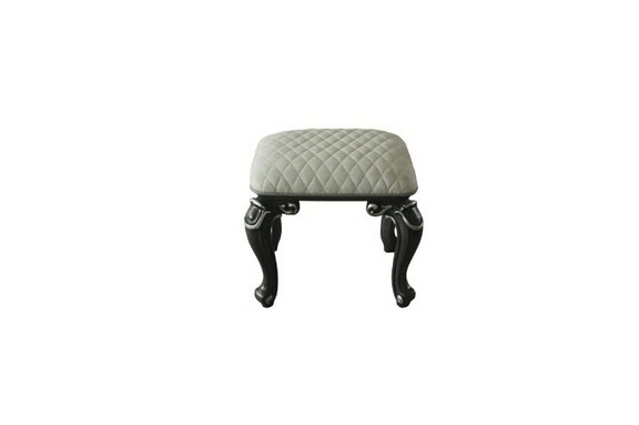 Acme 96885 House Delphine Stool  Two Tone Ivory Fa...