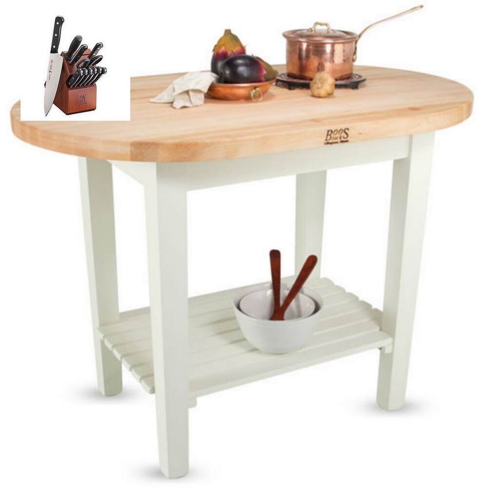John Boos C Elip 60x30 Butcher Block w/shelf   Henckels Knife Set
