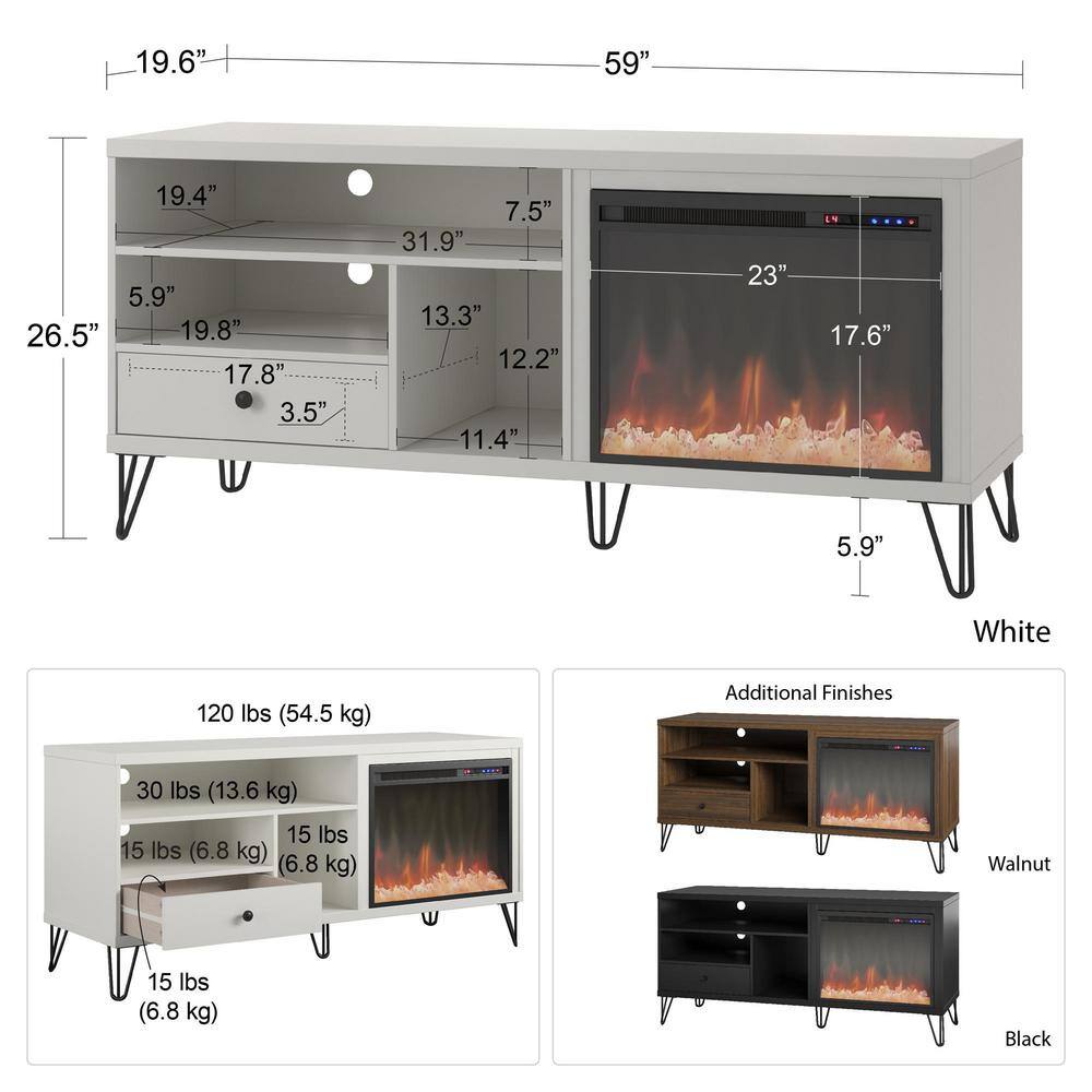 Ameriwood Home Montrose 59 in. Freestanding Electric Fireplace TV Stand Fits TV's up to 65 in. in Black HD43551