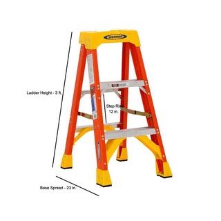 Werner 3 ft. Fiberglass Step Ladder with 300 lb. Load Capacity Type IA Duty Rating 6203