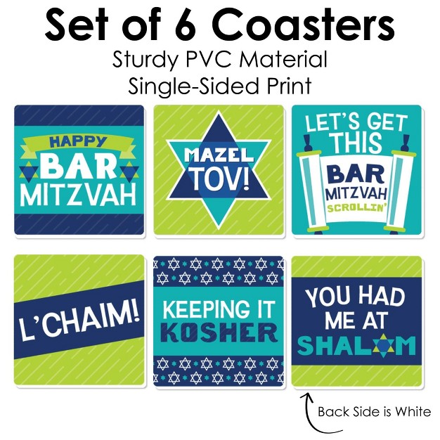 Big Dot Of Happiness Blue Bar Mitzvah Funny Boy Party Decorations Drink Coasters Set Of 6