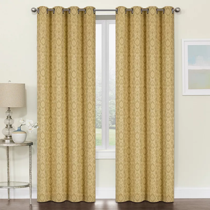 Kate Aurora Regency Collection Raised Jacquard Damask Grommet Top Curtains