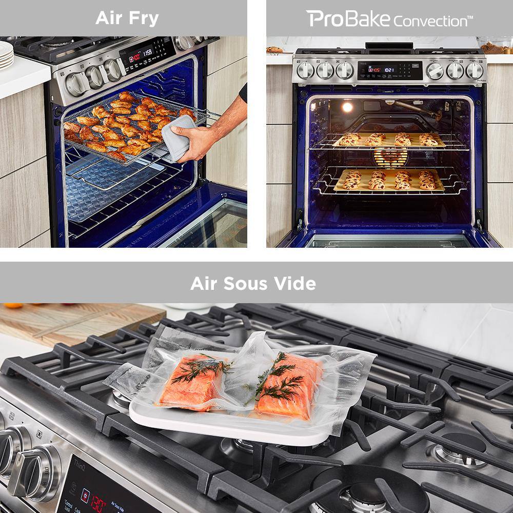 LG 6.3 cu. ft. Smart Slide-In Gas Range with ProBake Convection  Air Sous Vide in PrintProof Stainless Steel LSGL6337F