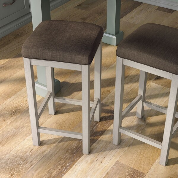 Furniture of America Milbain Farmhouse White Counter Stool (Set of 2)