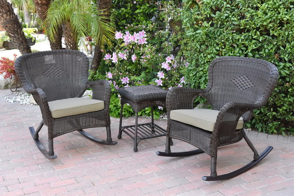 Jeco Windsor Espresso Wicker Rocker Chair And End ...