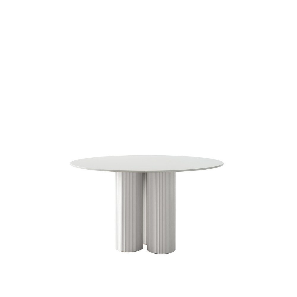 Modern Round Slate Dining Table with Pedestals for Dining Room