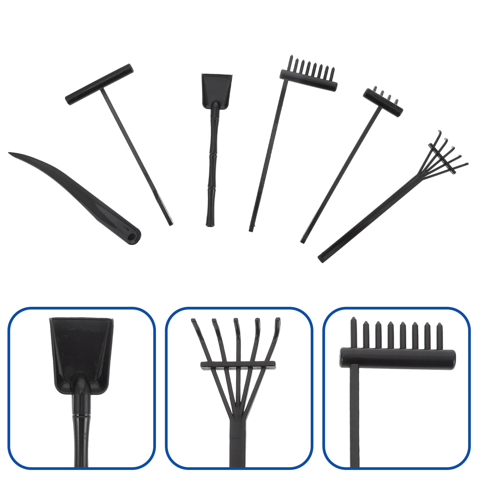 OUNONA 6pcs Mini Garden Rake Zen Rakes Push Tool Plastic Rake Tools For Mediation Table