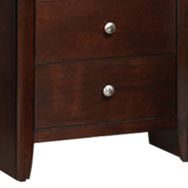 24 Inches 2 Drawer Wooden Nightstand with Metal Pulls， Brown