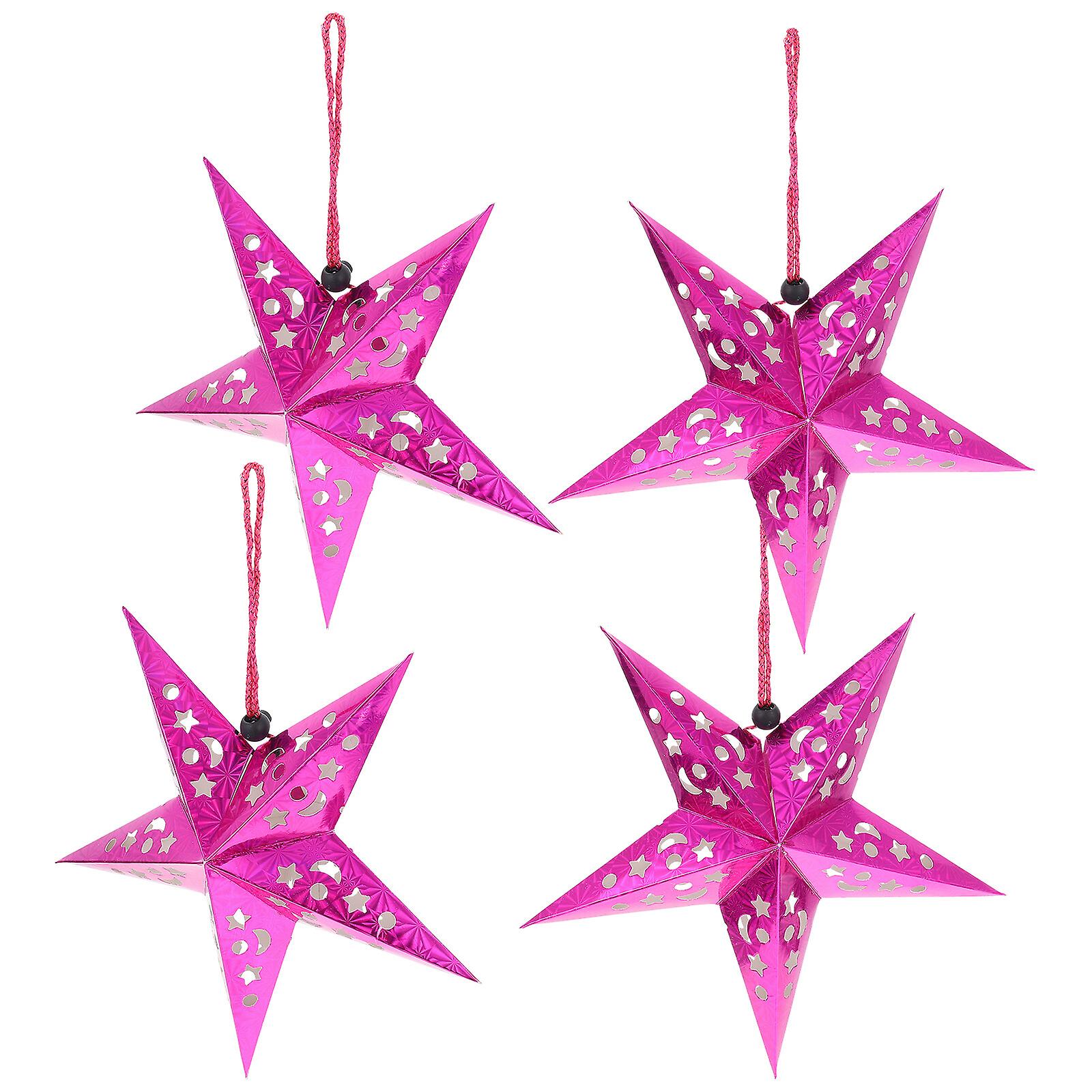 4 Sets Creative Christmas Five-pointed Star Lamps Festival Hanging Lights