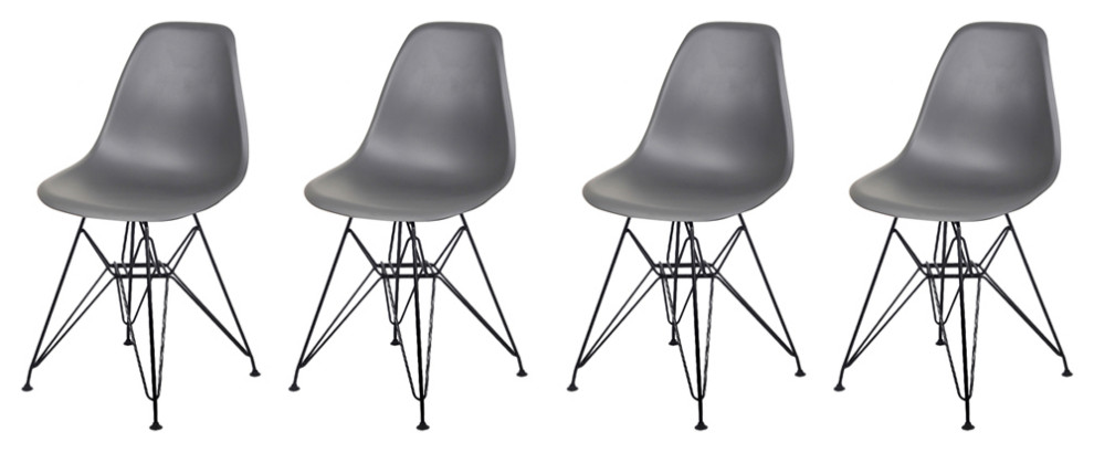 Dark Gray Armless Side Dining Chair With Black Metal Legs  Set of 4   Midcentury   Dining Chairs   by specialty imports  Houzz