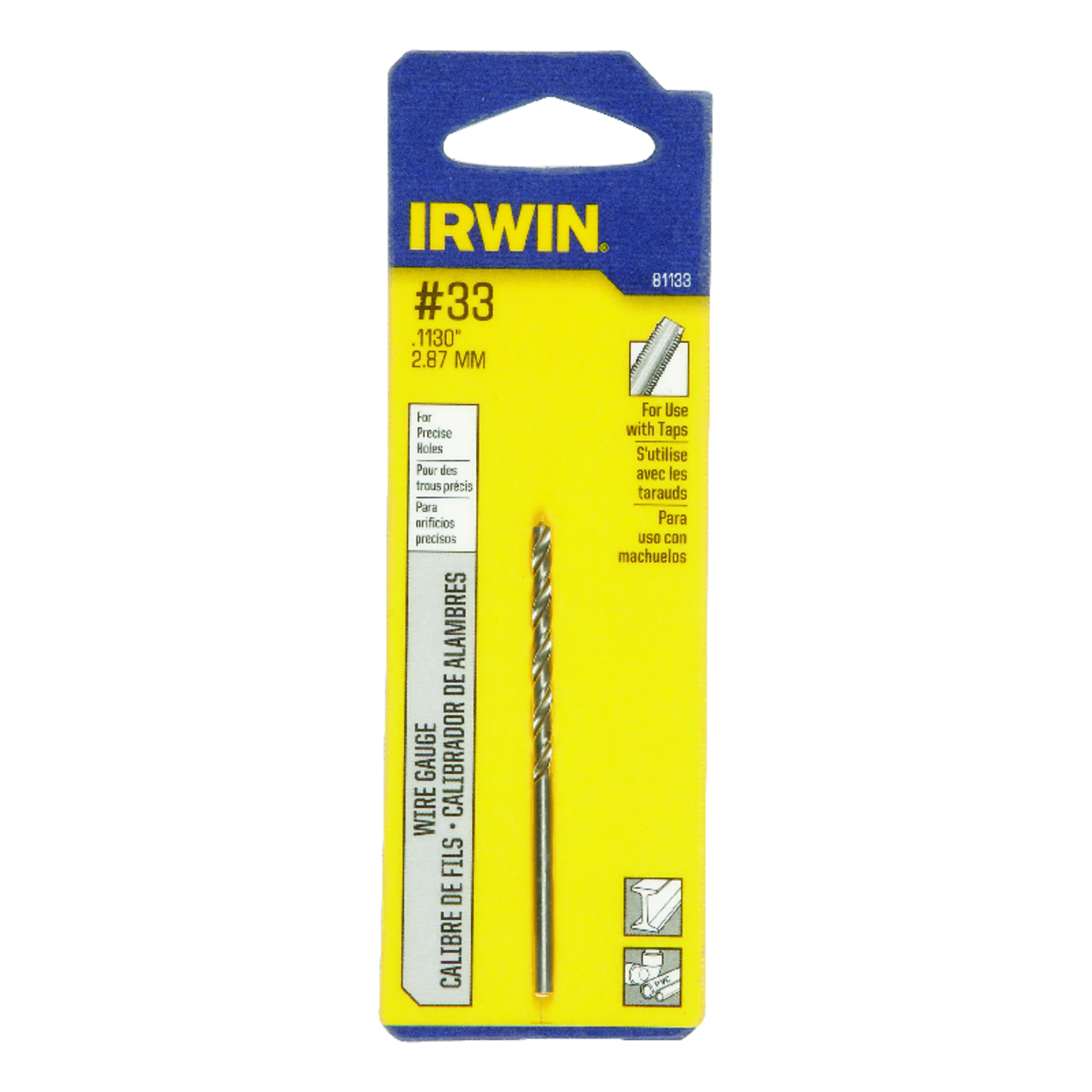 Irwin #33 X 2-5/8 in. L High Speed Steel Jobber Length Wire Gauge Bit 1 pk