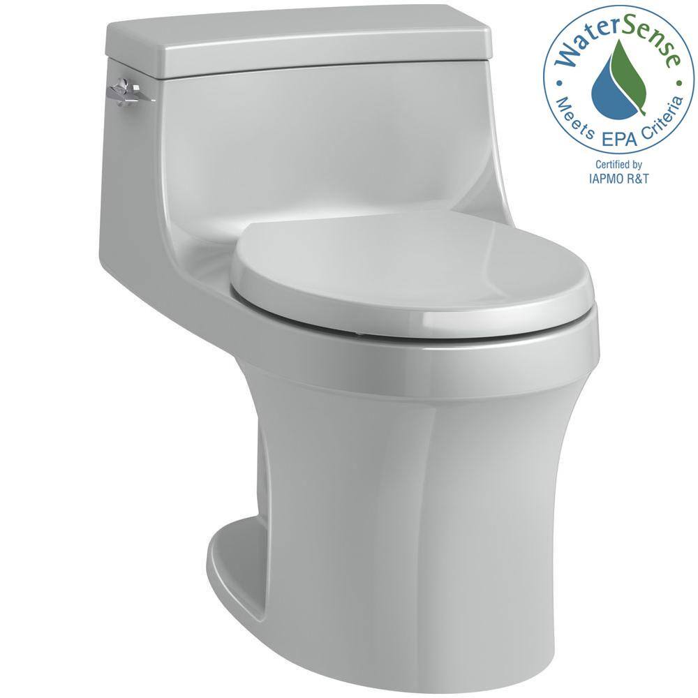 KOHLER San Souci 1-piece 1.28 GPF Single Flush Round Toilet in Ice Grey K-4007-95