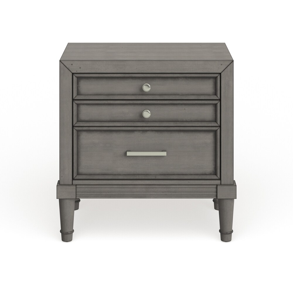 Hax Transitional Grey 2 Drawer Solid Wood Nightstand by Furniture of America