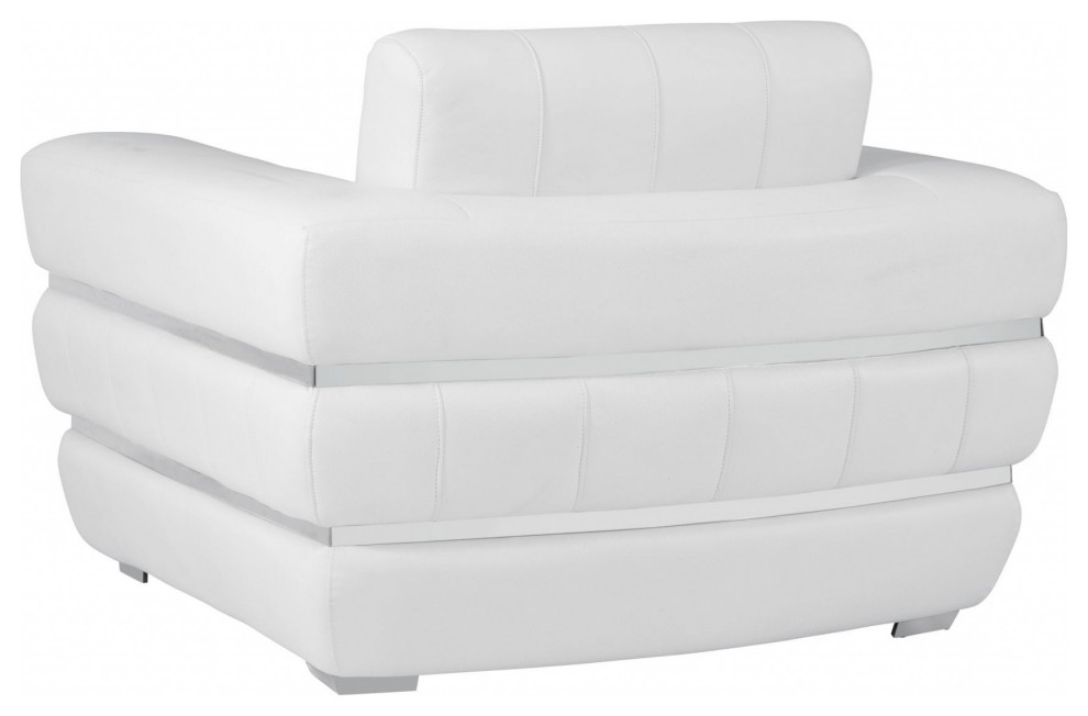 Winter White Stripe Top Grade Italian Leather Chair   Contemporary   Armchairs And Accent Chairs   by UStradeENT LLC  Houzz