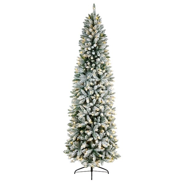 8' Slim Flocked Montreal Fir Christmas Tree with 400 Lights