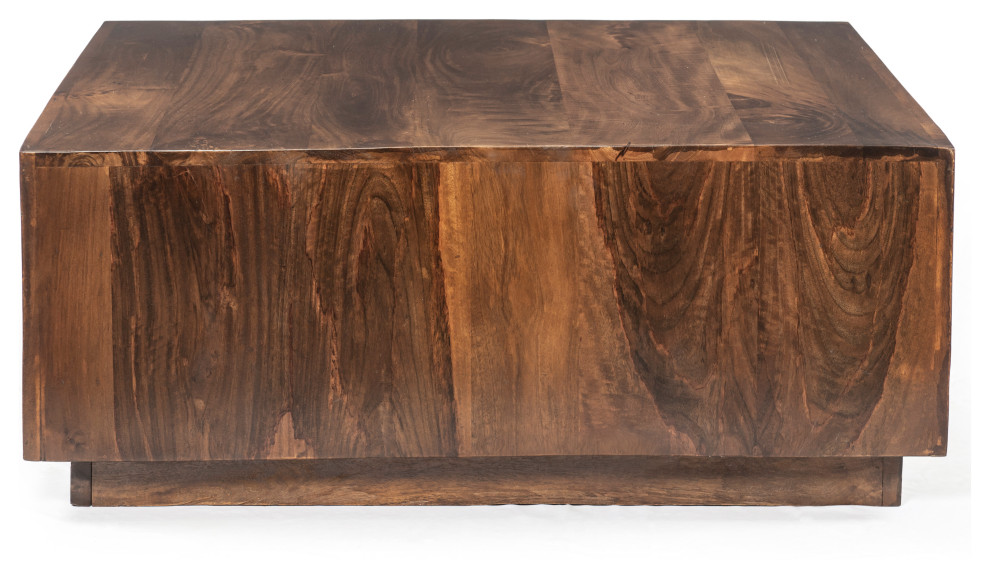 37.4 H x 37.4 W x 14.16 D Brown Solid Wood Low Profile Square Coffee Table   Rustic   Coffee Tables   by IDEAZ International  LLC  Houzz