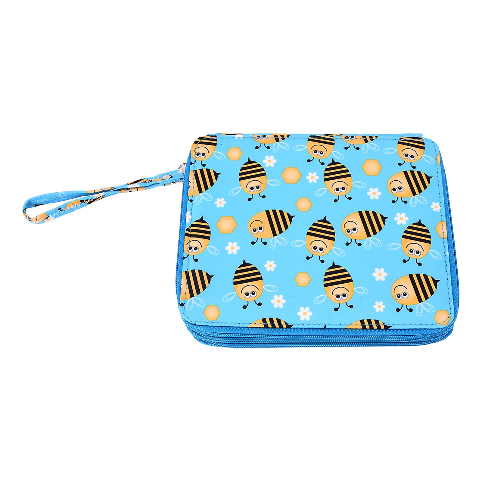 Pencil Storage Bag Bee Pattern High Capacity 127 Holes Multi Function Durable Exquisite Cosmetic Bag