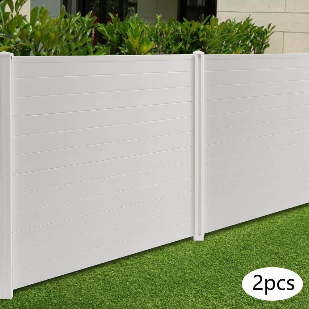 YIYIBYUS 48 in. White PVC Vinyl Outdoor Freestanding Privacy Screen Panel Metal Garden Fence (2-Pack) YLYOBZ8UWDZJ8