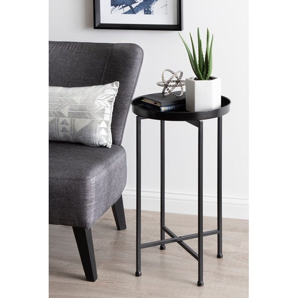 Kate and Laurel Celia Round Foldable Metal Accent Table - 14x14x26