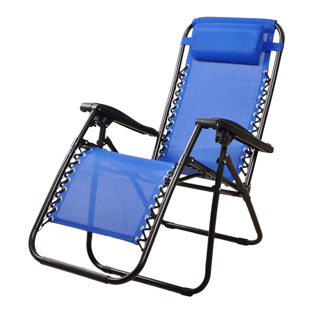 Elevon Adjustable Outdoor Zero Gravity Recliner Lounge Chair W Detachable Cup Holder For Deck Beach Or Bonfire Weight 300lbs Max Blue Set Of 2