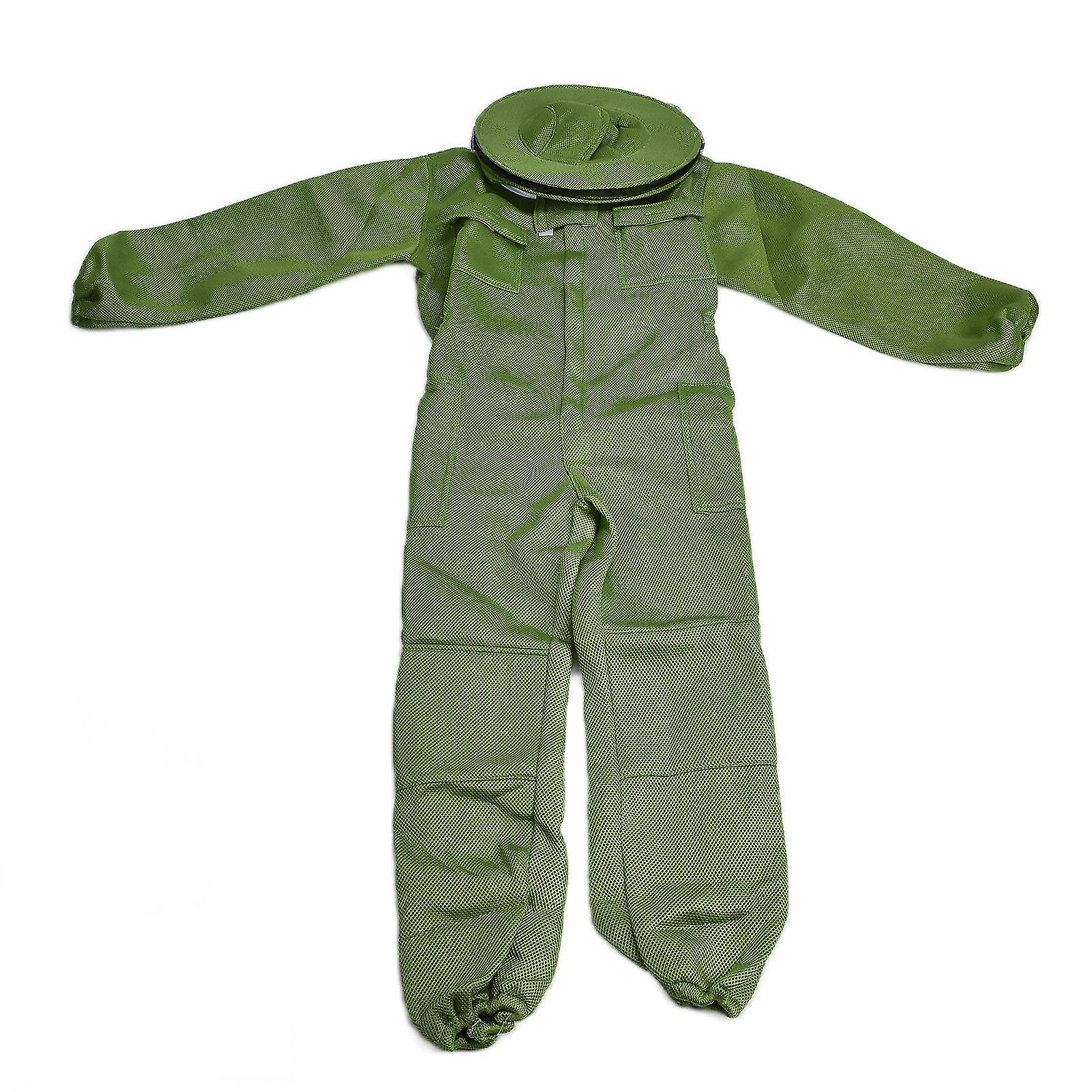 Breathable Beekeeping Suit With Detachable Round Veil Hat For Beekeeper - Green Xxxl Size