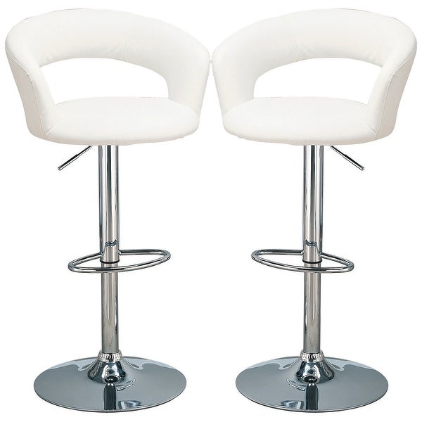 Modern White Open Back Swivel Stool with Adjustable Chrome Pedestal