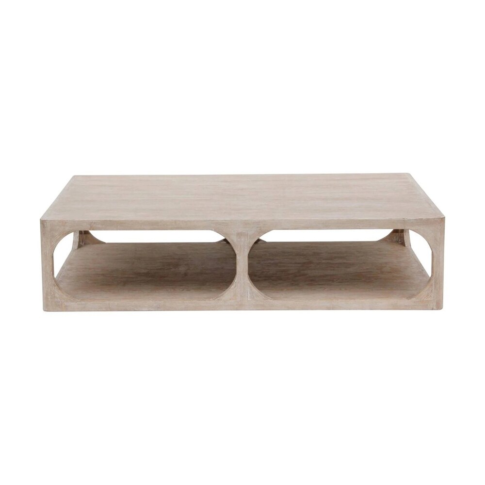 Artissance Reclaimed Wood Peking Ming Coffee Table  Small  55 Inch Long  Weathered White Wash