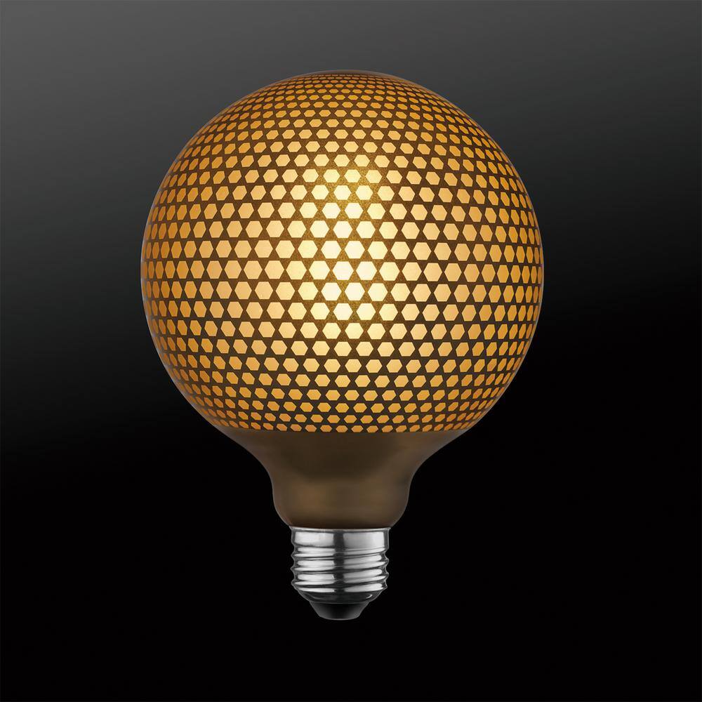 Globe Electric Moderna 40-Watt Equivalent E26 Base G40 Shape Luxury Oversized Frosted LED Filament Light Bulb Copper Hexagon Design 35042