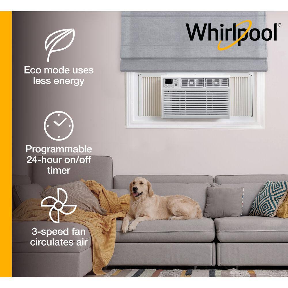 Whirlpool Energy Star 12000 BTU 115V Window AC w Remote Control for Rooms up to 550 Sq. Ft. LCD Display Auto-Restart Timer White WHAW121BW