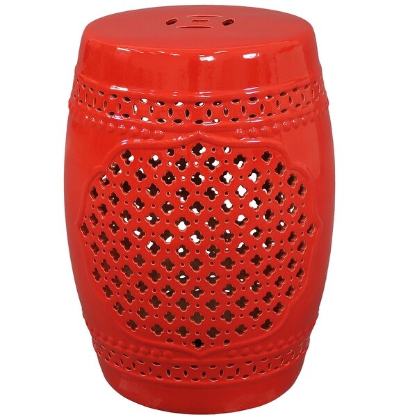 Sunnydaze Marrakesh Lattice Ceramic Decorative Garden Stool