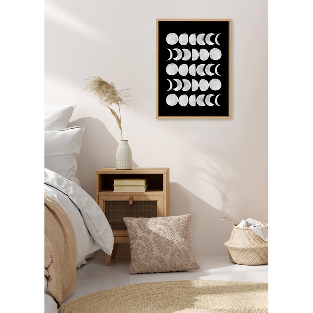 Kate And Laurel Sylvie 901 Moon Phases White On Black Framed Canvas By Teju Reval Of Snazzyhues