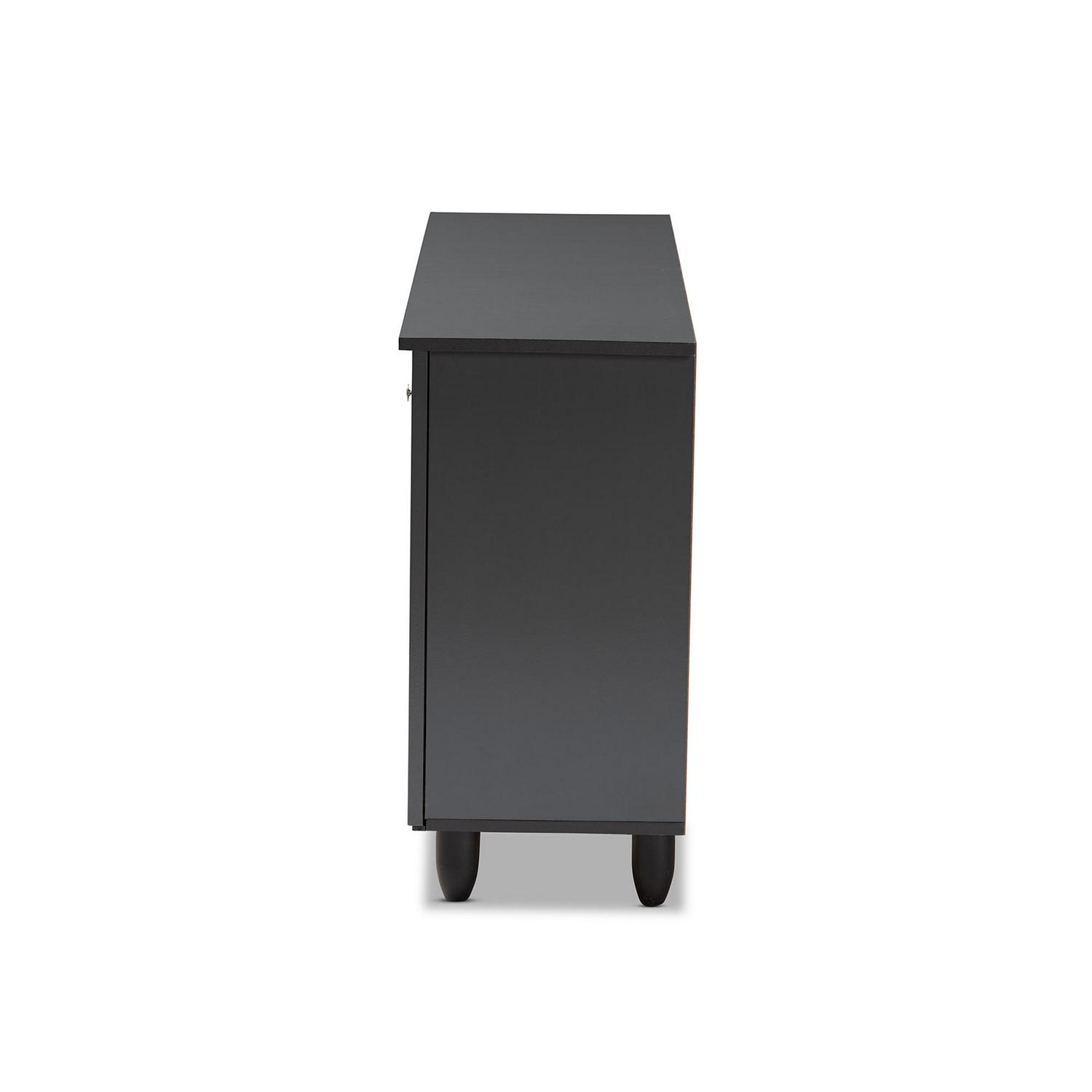 Baxton Studio Winda Modern and Contemporary Dark Gray 3Door Wooden Entryway Shoe Storage Cabinet  Crowdfused