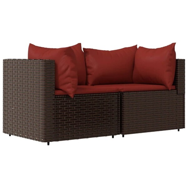 vidaXL Patio Lounge Set with Cushions Brown/Black/Gray Poly Rattan