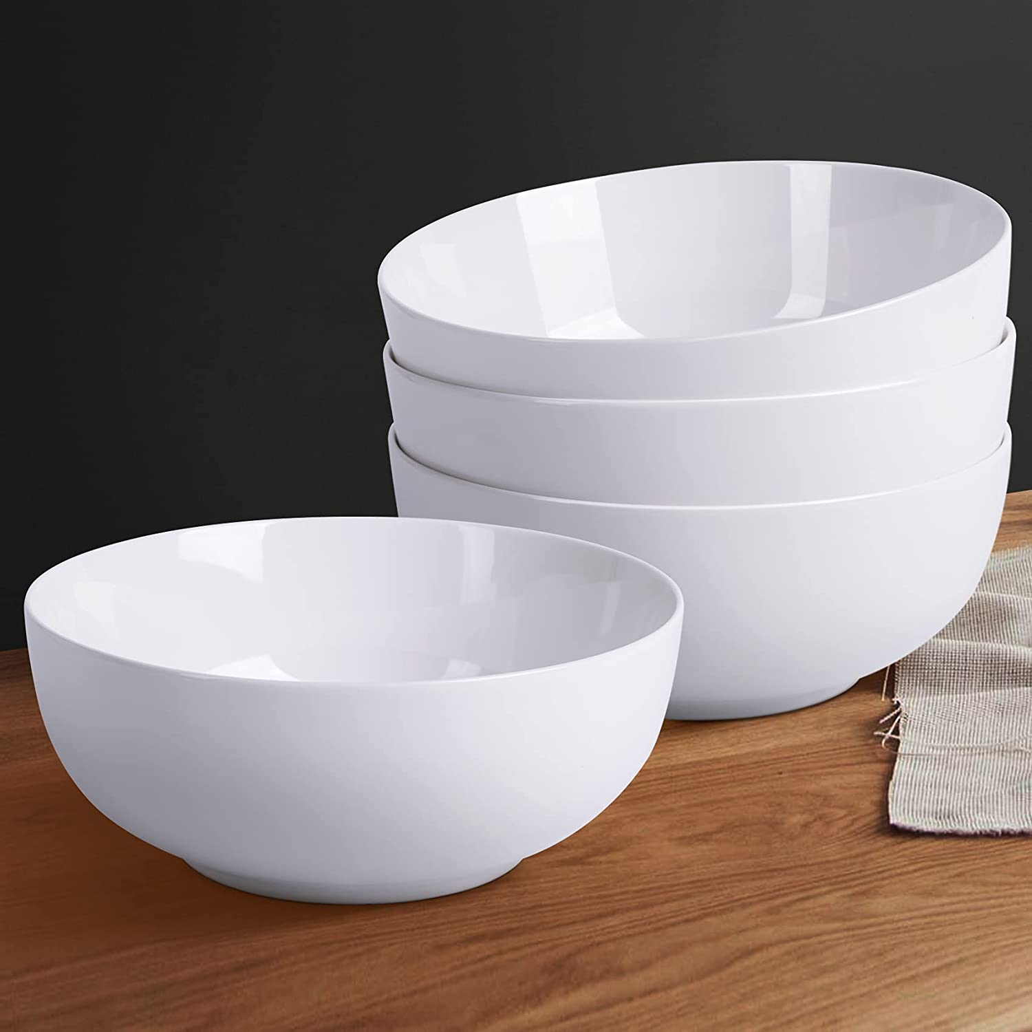 Cibeat 64 Ounce Porcelain Bowls Set 3 Pack Premium White Ceramic Bowls for Cereal， Soup， Salad， Pasta， Prep， Rice， Ice cream， Microwave and Dishwasher Safe