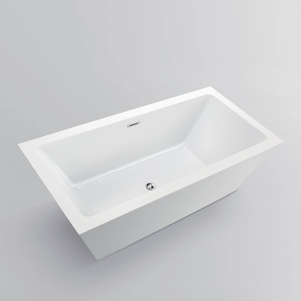 Vanity Art Strasbourg 59 in. Acrylic Flatbottom Freestanding Bathtub in White VA6817