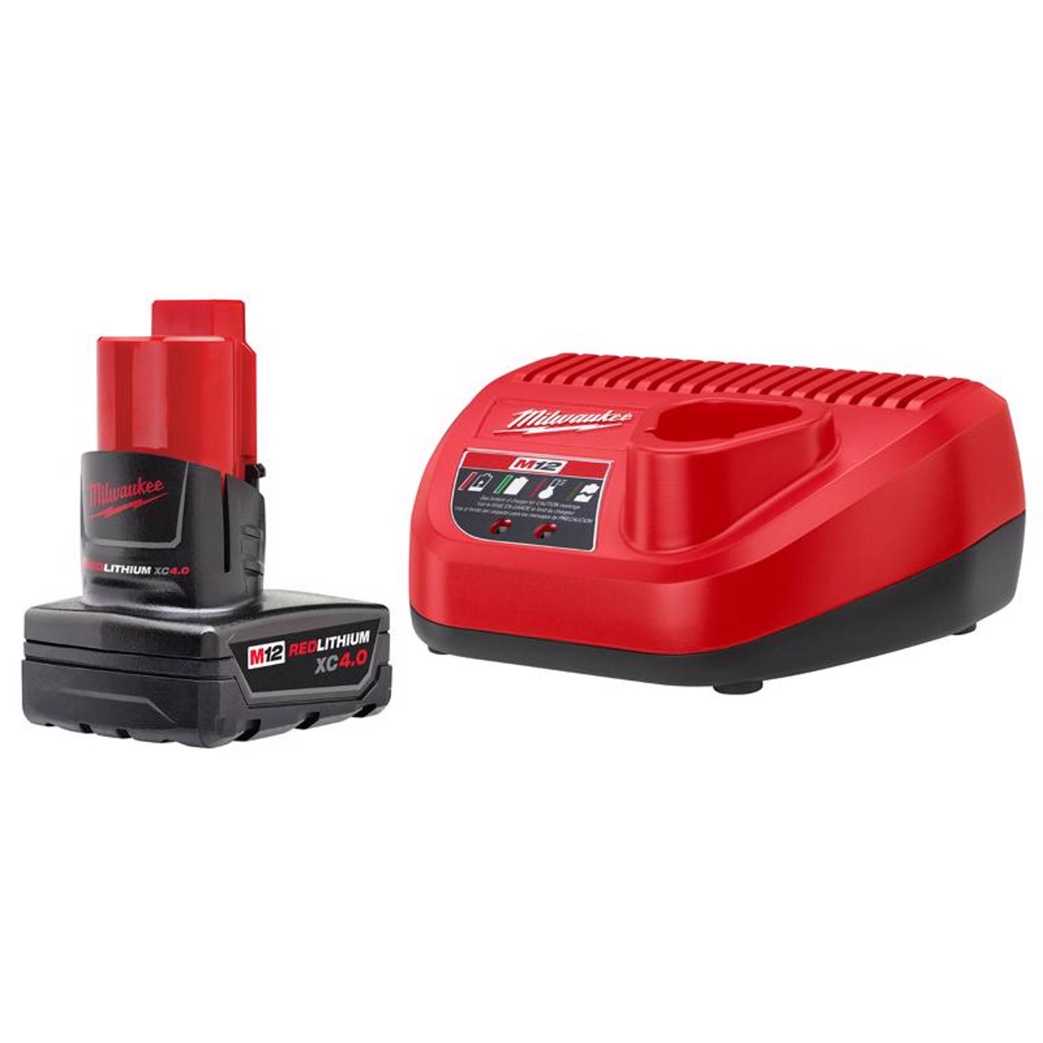 MW M12 RedLithium XC 4 Ah Lithium-Ion Battery and Charger Starter Kit